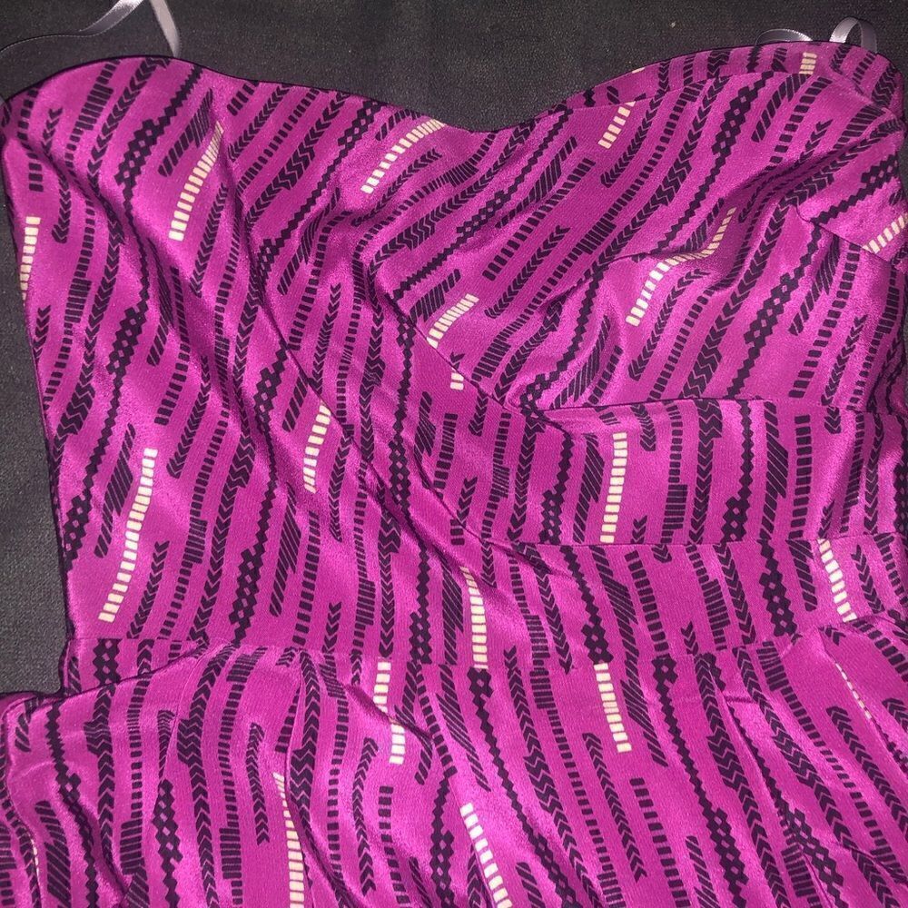 Pink Pattern Summer Dress 100% Silk Mini - Small - Picture 5 of 5